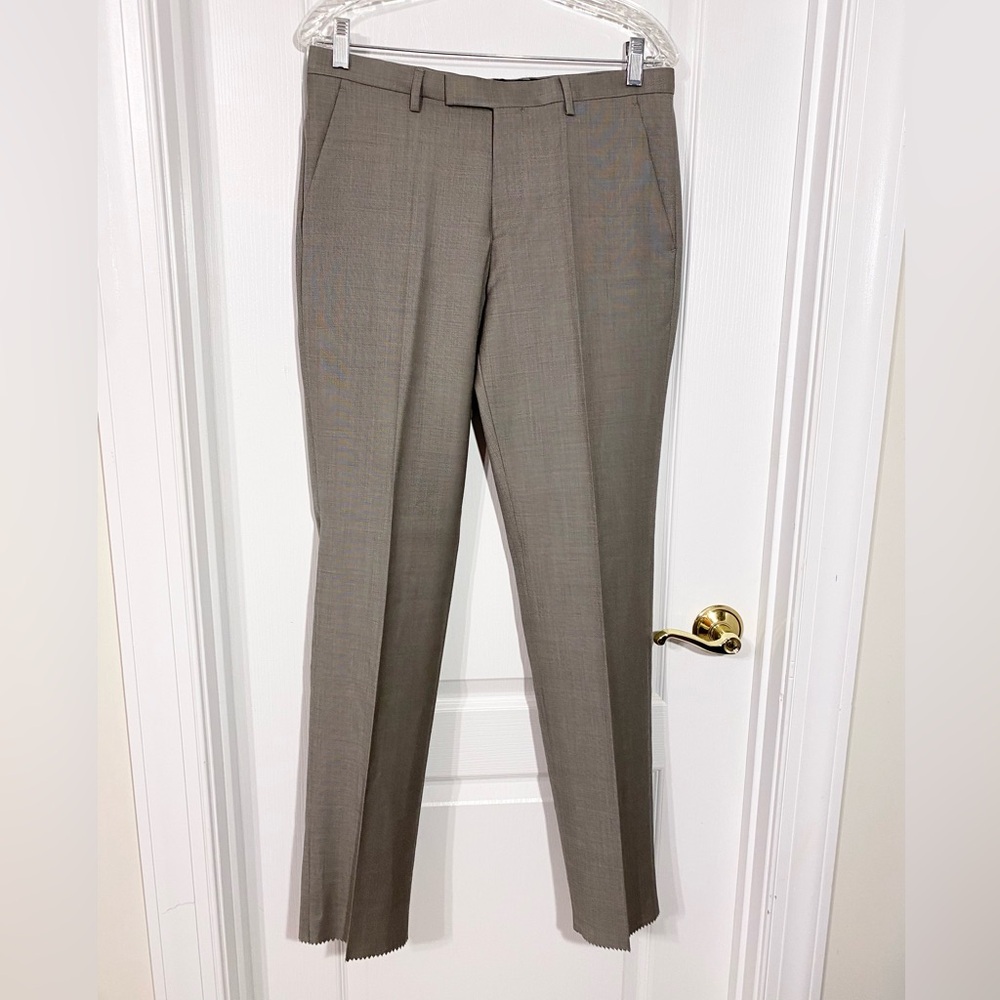 Hugo Boss Virgin Wool Dress Pants Unhemmed Brown Men’s 36 Short